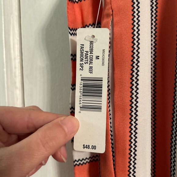 NWT Straight Leg Stripe Pants with Side Tie and Pockets, Women’s Medium - Picture 8 of 9